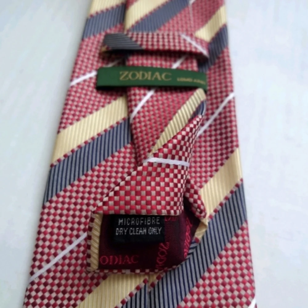 ZODIAC Print Pattern Ties Navy Blue, Red, Yellow Bundle Set Of 2